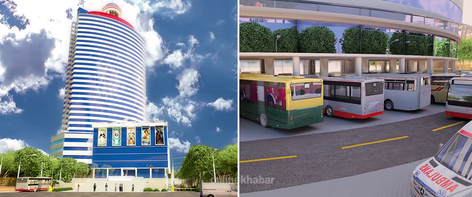 काठमाडौं टावर निर्माण सुरु, यसरी रुप फेर्दैछ पुरानो बसपार्कले (भिडियोसहित)