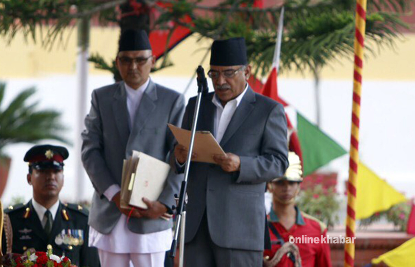 नवनिर्वाचित प्रधानमन्त्री प्रचण्डले लिए सपथ