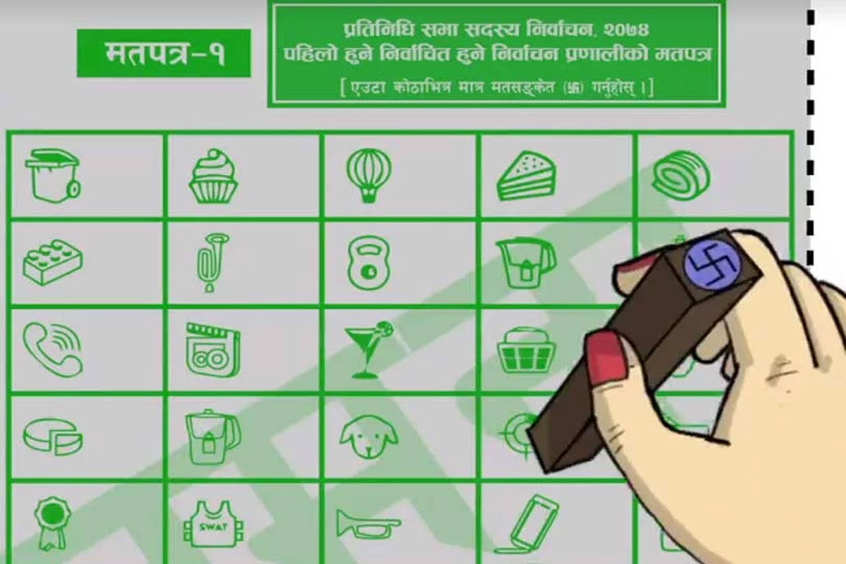 प्रत्यक्षको मतपत्रः जुन पार्टीको उम्मेदवार, उसको मात्र चुनाव चिन्ह